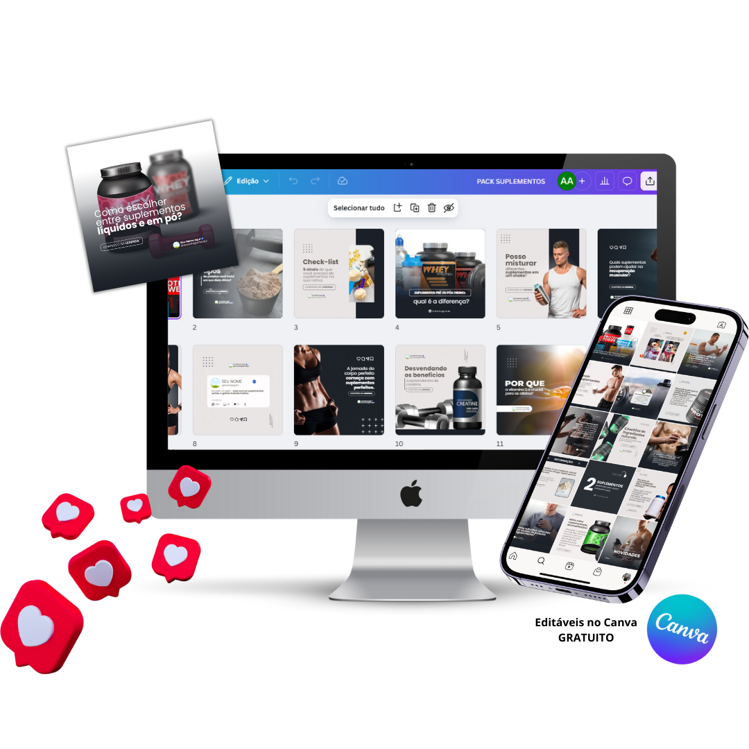 Pack de Templates Editáveis no Canva para Suplementos