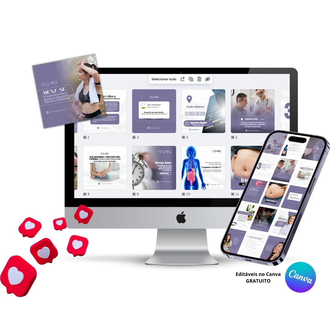 Pack de Templates Editáveis no Canva para Gastroenterologista