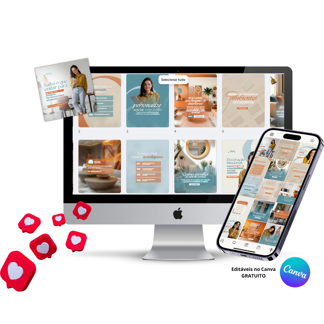 Pack de Templates Editáveis no Canva para Design de Interiores