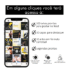 Mockup mostrando pack de templates editáveis no Canva para personal trainer, com 100 artes para feed, 10 capas para destaques, 10 carrosséis e legendas prontas.