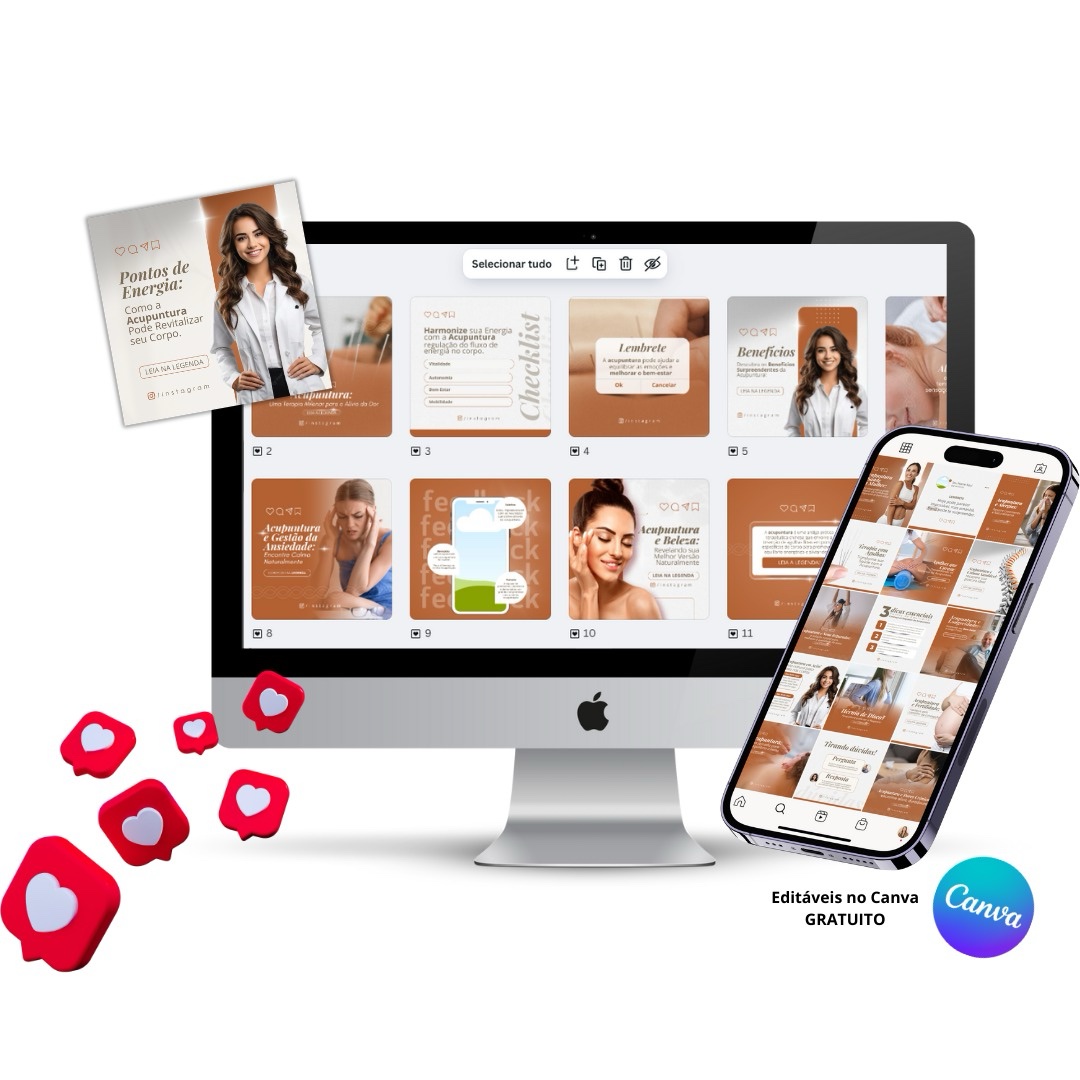 Pack de Templates Editáveis no Canva para Acupuntura
