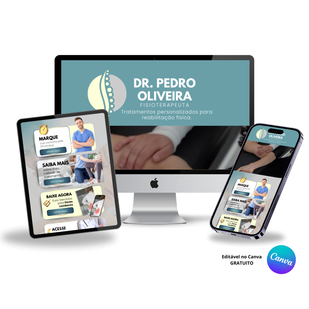 Template Editável no Canva para Link na Bio de Fisioterapia