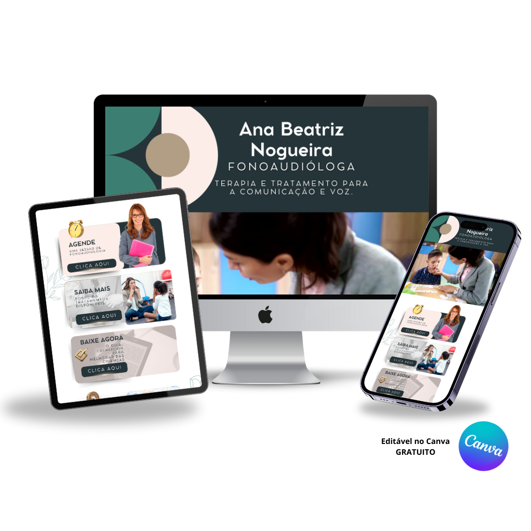Template Editável no Canva para Link na Bio de Fonoaudióloga