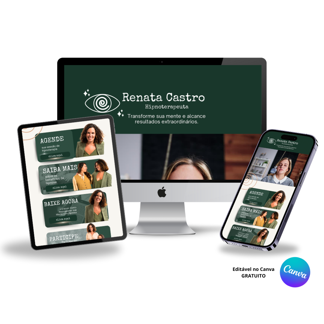 Template Editável no Canva para Biolink de Hipnoterapia