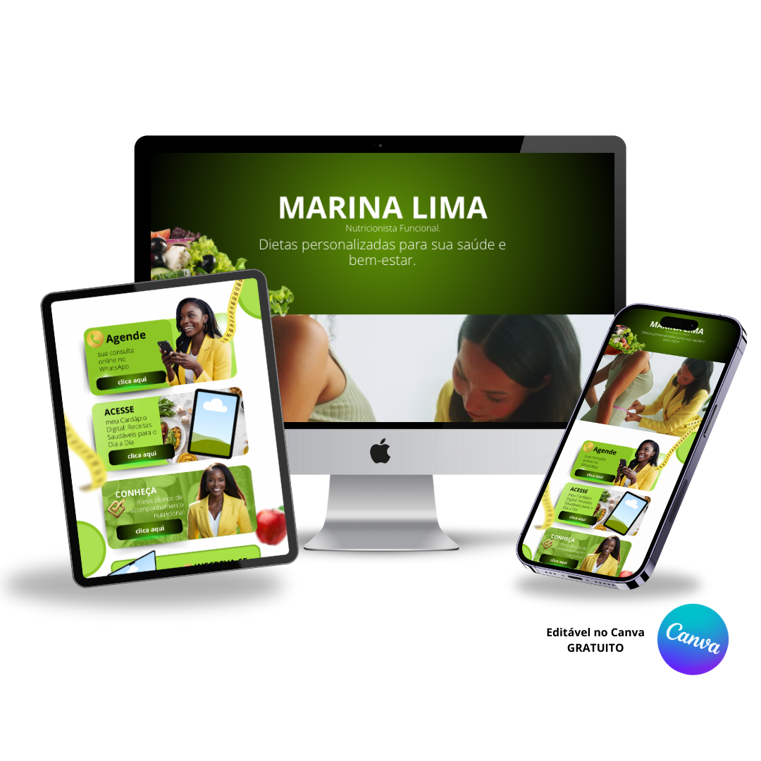 Template Editável no Canva para Link na Bio de Nutricionista
