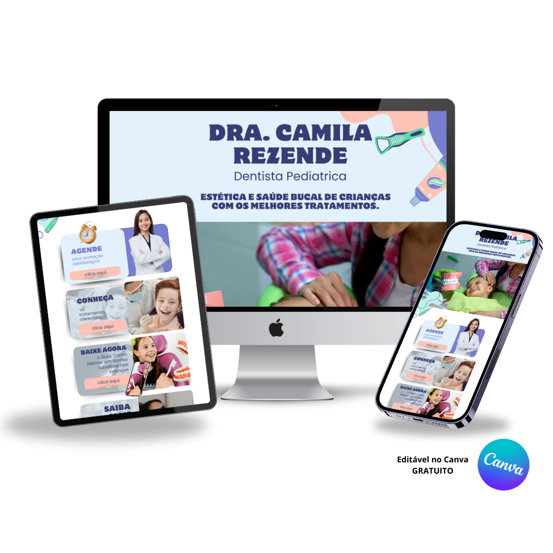 Template Editável no Canva para Link na Bio de Dentista Pediátrica
