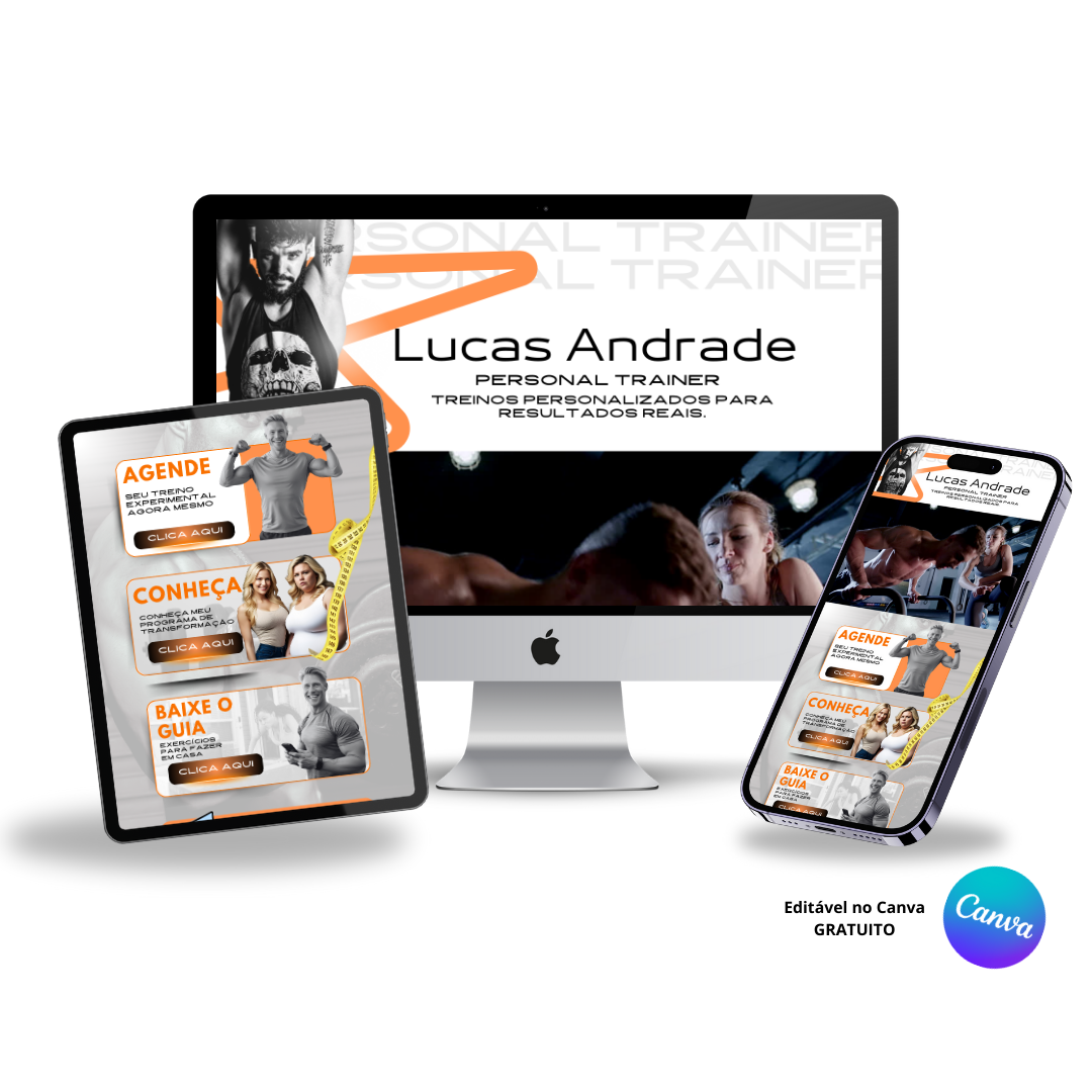 Template Editável no Canva para Link na Bio de Personal Trainer