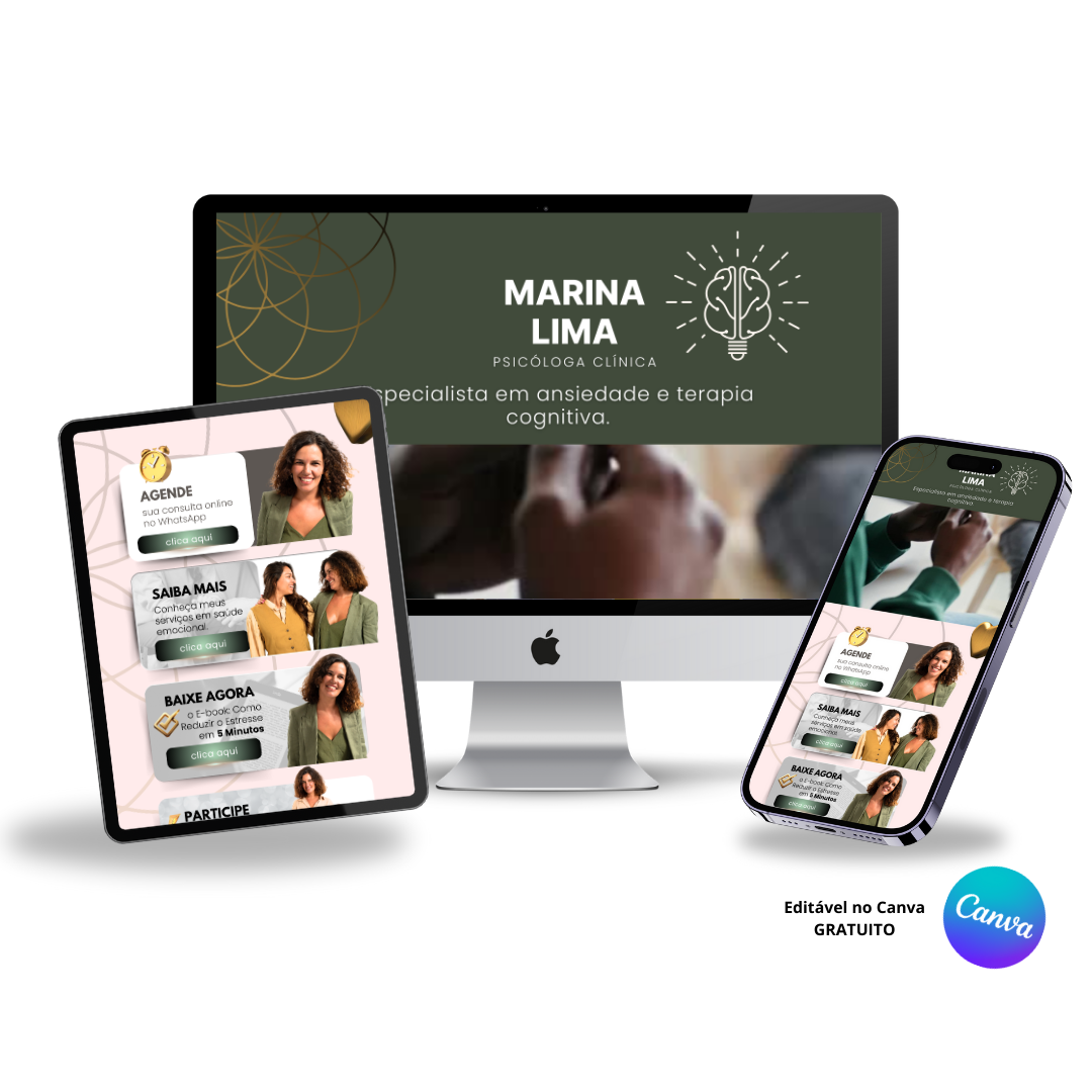 Template Editável no Canva para Link na Bio de Psicologia