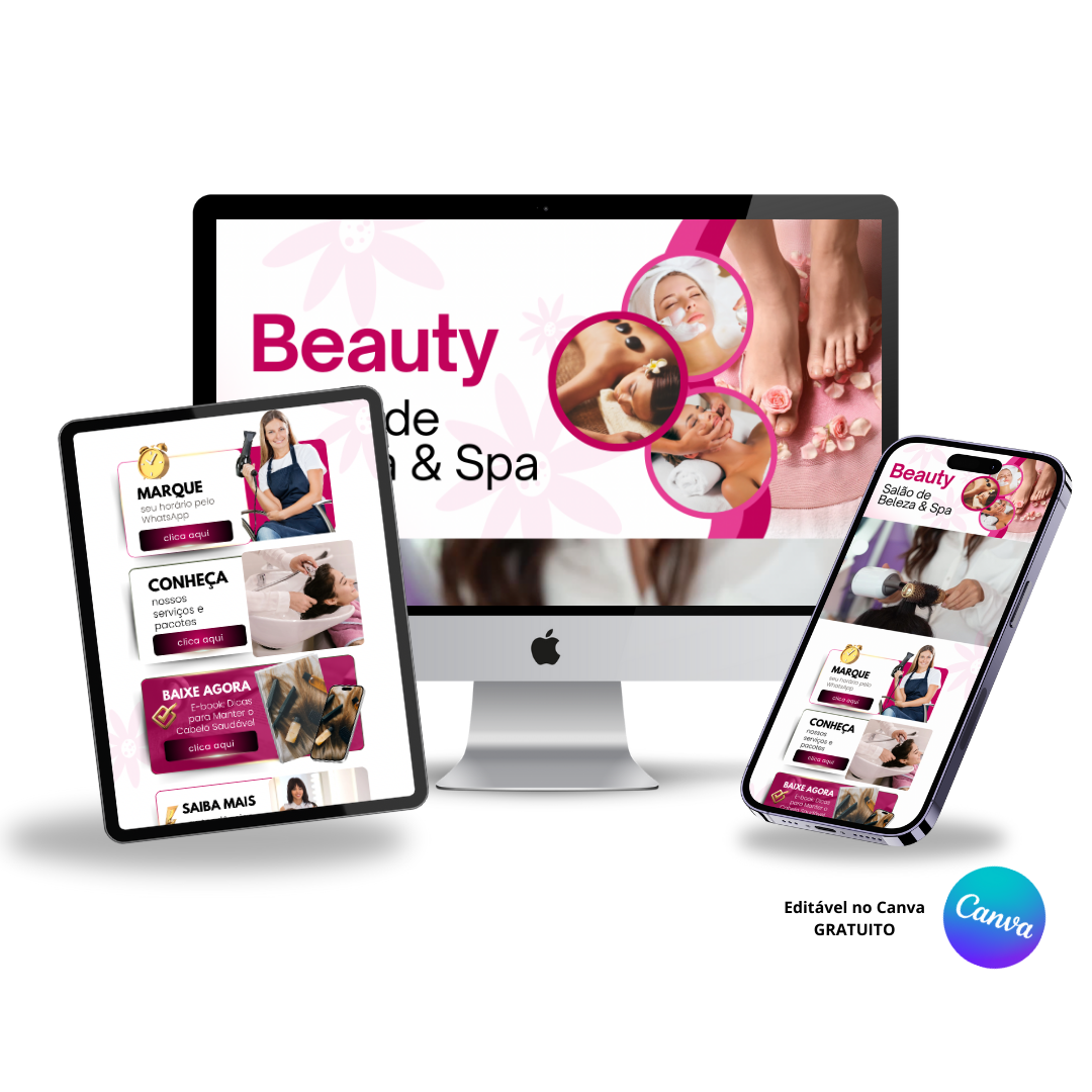 Template Editável no Canva para Link na Bio de Salão de Beleza