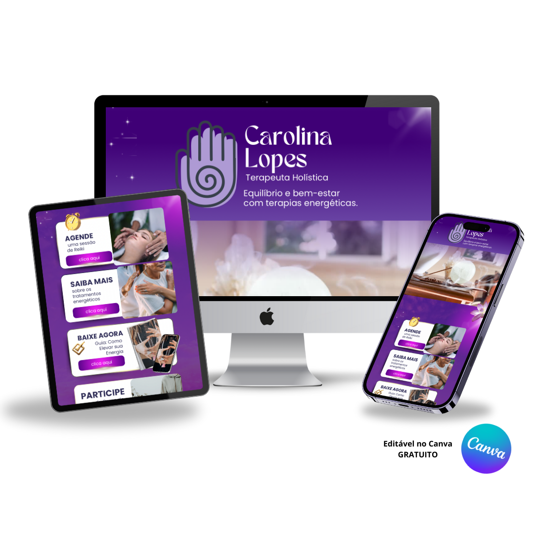 Template Editável no Canva para Link na Bio de Terapia Holística