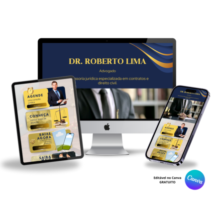 Template Editável no Canva para Link na Bio de Advogado