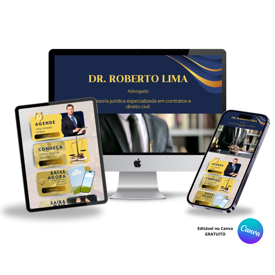 Template Editável no Canva para Link na Bio de Advogado