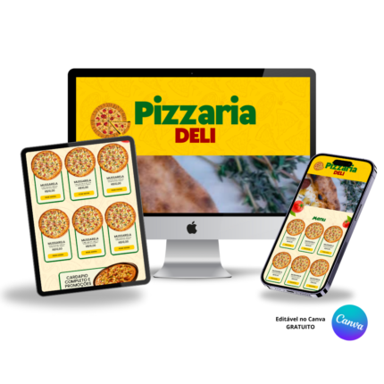 Template Editável no Canva para Link na Bio de Pizzaria