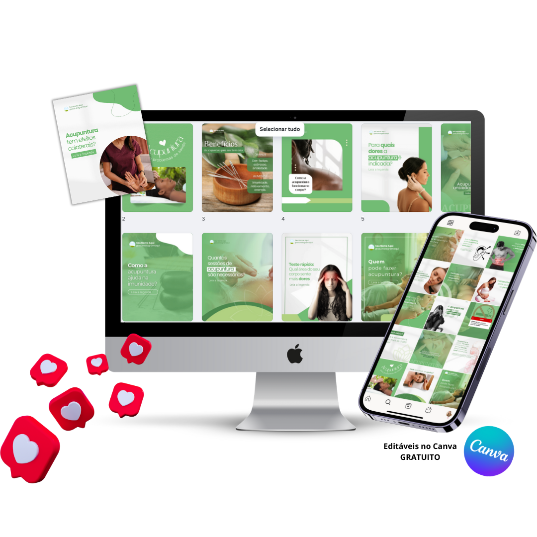 Pack de Templates Editáveis no Canva para Acupuntura