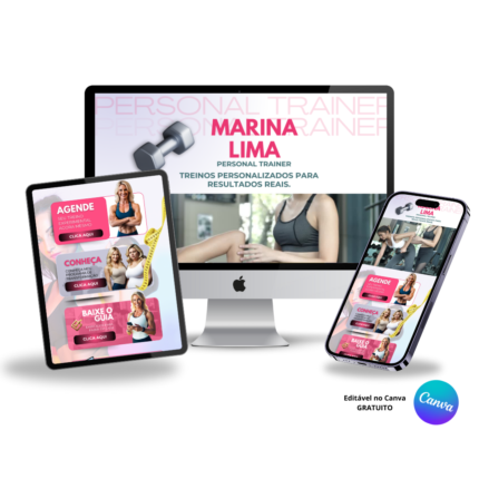 Template Editável no Canva para Link na Bio de Personal Trainer