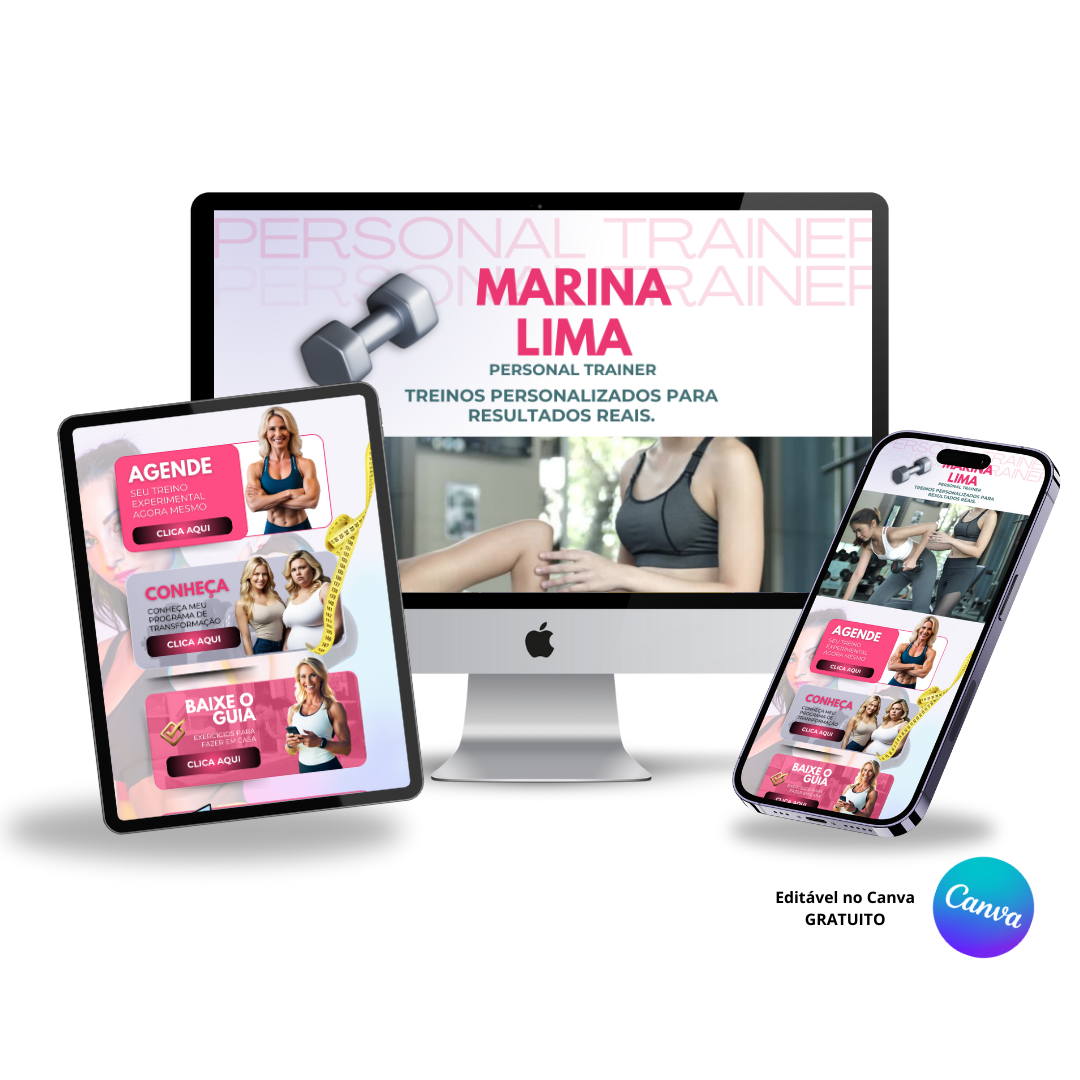 Template Editável no Canva para Link na Bio de Personal Trainer