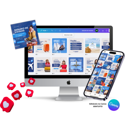 Pack de Templates Editáveis no Canva para Seguro Viagem