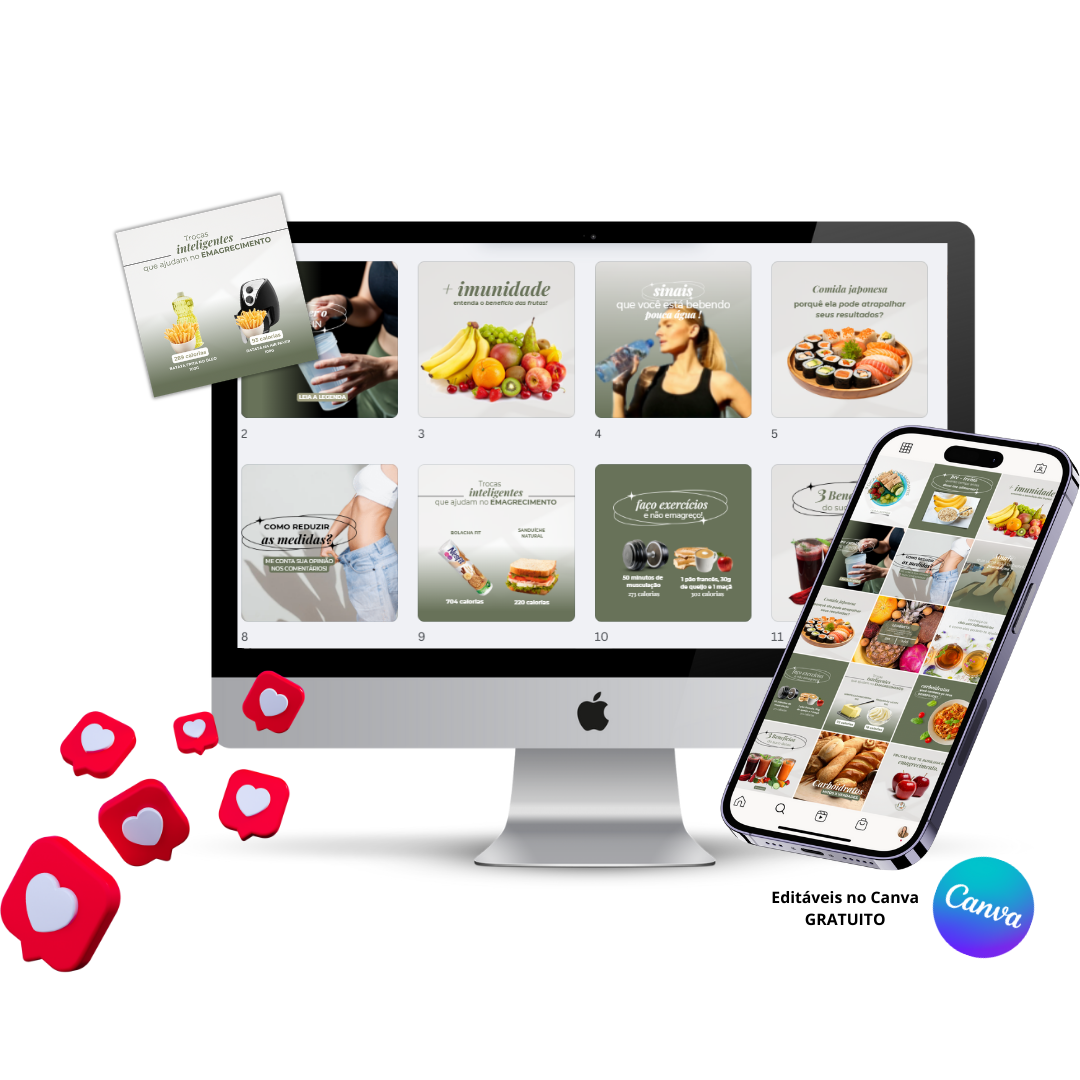 Pack de Templates Editáveis no Canva para Nutricionista