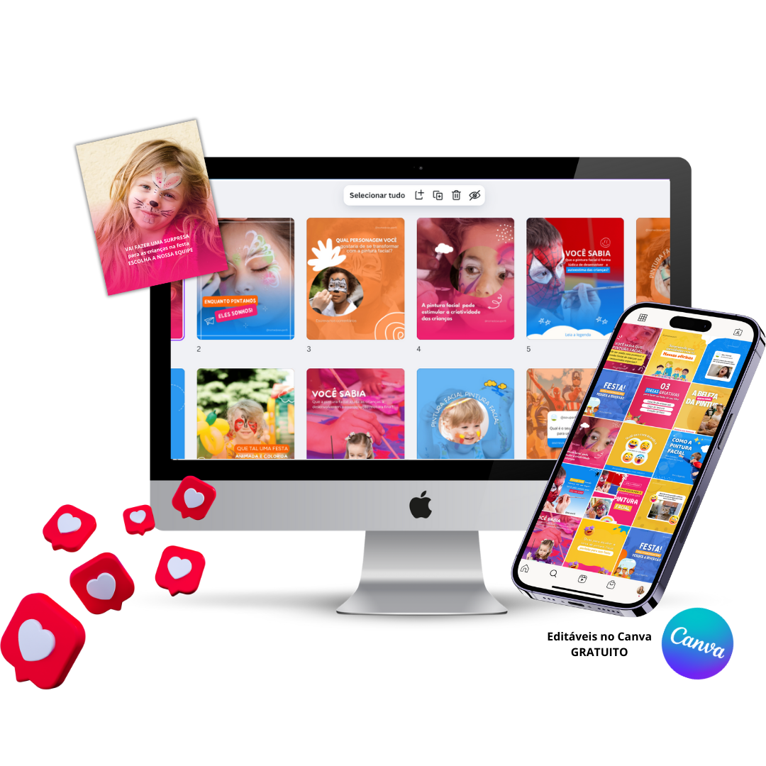 Pack de Templates Editáveis no Canva para Pintura Facial