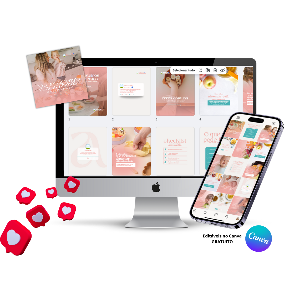 Pack de Templates Editáveis no Canva para Nutricionista Infantil
