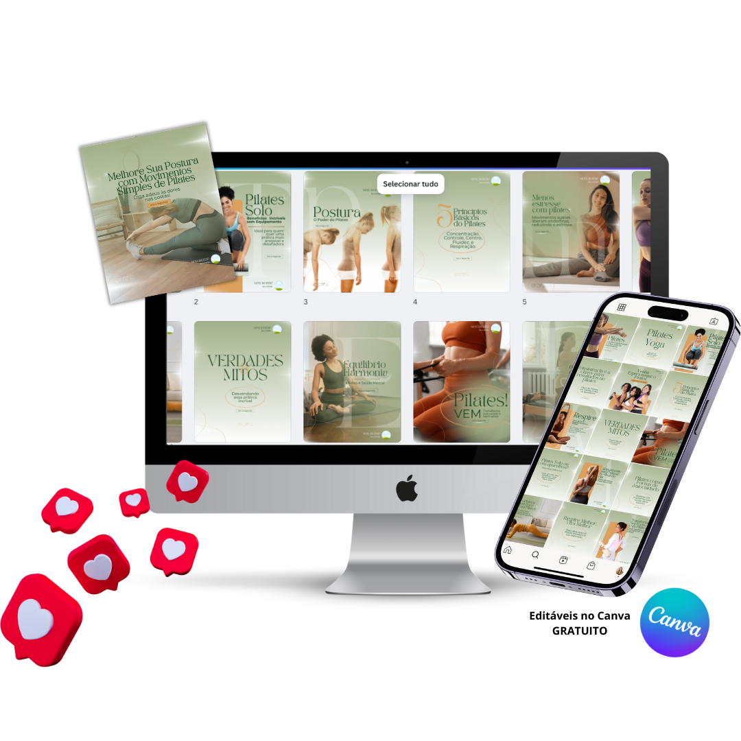 Pack de Templates Editáveis no Canva para Pilates