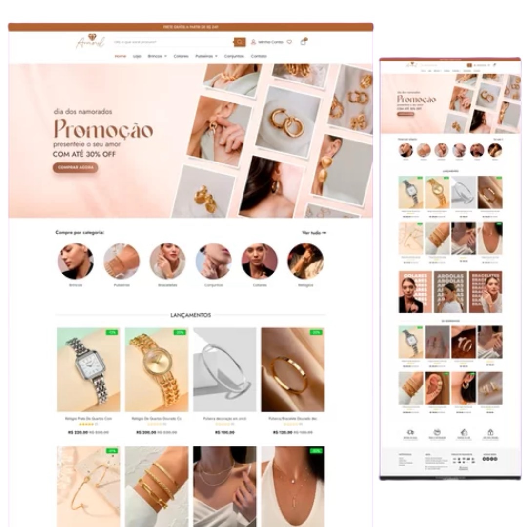 Site Pronto no WordPress com Sua Identidade Visual - Loja de Semijoias