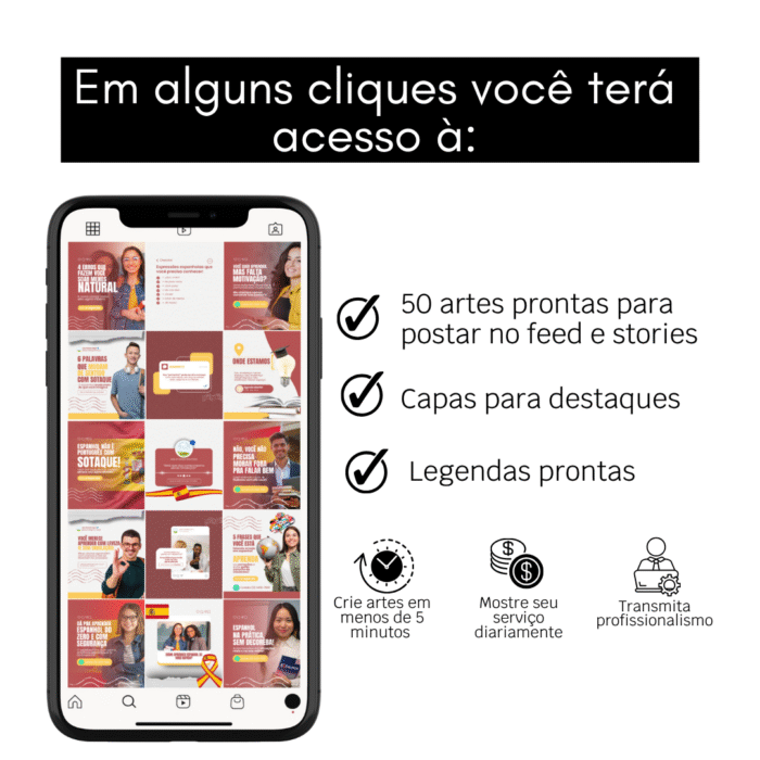 Templates editáveis no Canva para redes sociais de professores de espanhol