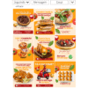 Exemplo de feed de Instagram com publicações de uma loja de esfiharia, com artes editáveis no Canva.