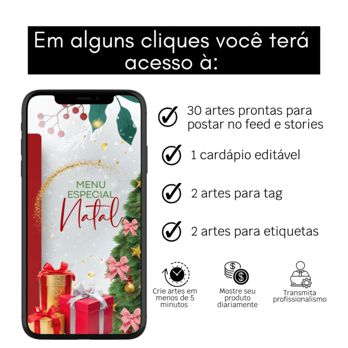 Pack Natalino para Confeiteira Templates Editáveis no Canva com Cardápio e Artes Prontas