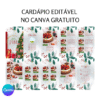 Cardápio natalino editável no Canva gratuito para confeitaria, com layout festivo em vermelho, verde e dourado, árvore de Natal e imagens de sobremesas natalinas. Ideal para confeiteiras que desejam personalizar e divulgar seus produtos de Natal.