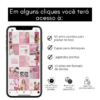 Mockup do pack de templates para coloração pessoal mostrando feed no celular e lista de benefícios: 50 artes para feed, capas para destaques, legendas e stories editáveis no Canva.